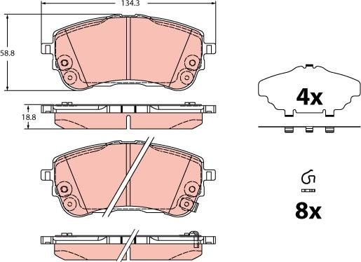 TRW GDB2345 - Kit de plaquettes de frein, frein à disque cwaw.fr