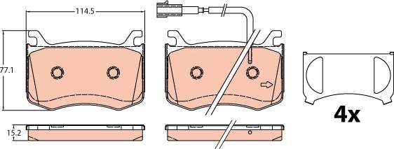 TRW GDB2205 - Kit de plaquettes de frein, frein à disque cwaw.fr