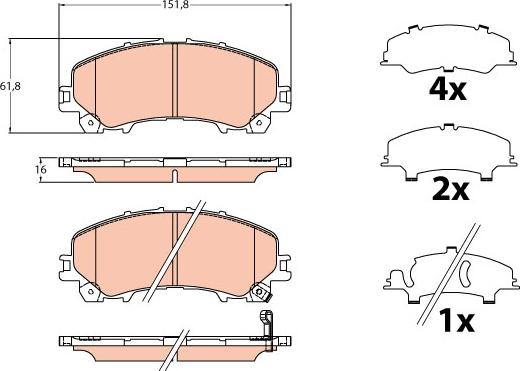 TRW GDB2222 - Kit de plaquettes de frein, frein à disque cwaw.fr