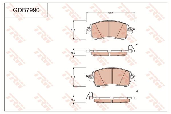 TRW GDB7990 - Kit de plaquettes de frein, frein à disque cwaw.fr