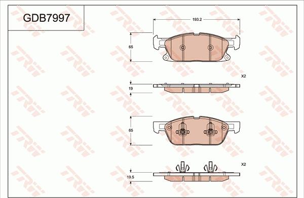 TRW GDB7997 - Kit de plaquettes de frein, frein à disque cwaw.fr