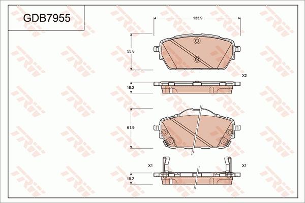 TRW GDB7955DT - Kit de plaquettes de frein, frein à disque cwaw.fr