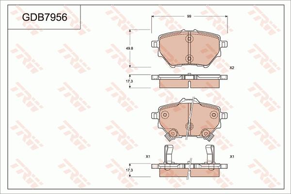 TRW GDB7956 - Kit de plaquettes de frein, frein à disque cwaw.fr