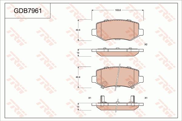 TRW GDB7961 - Kit de plaquettes de frein, frein à disque cwaw.fr