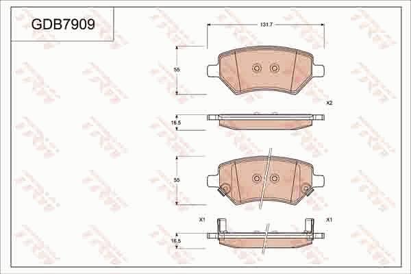 TRW GDB7909 - Kit de plaquettes de frein, frein à disque cwaw.fr