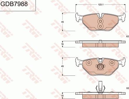 TRW GDB7988 - Kit de plaquettes de frein, frein à disque cwaw.fr