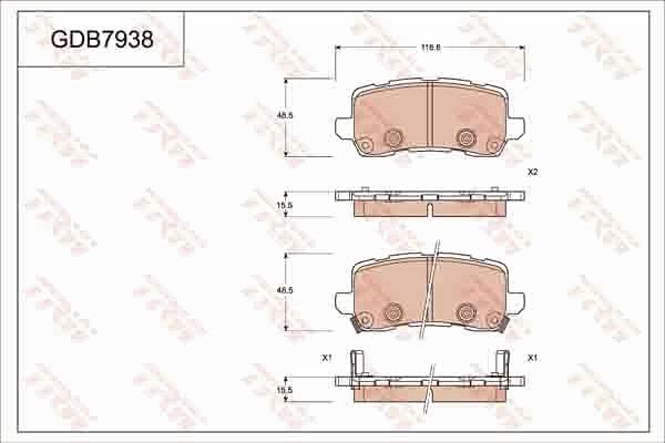 TRW GDB7938 - Kit de plaquettes de frein, frein à disque cwaw.fr