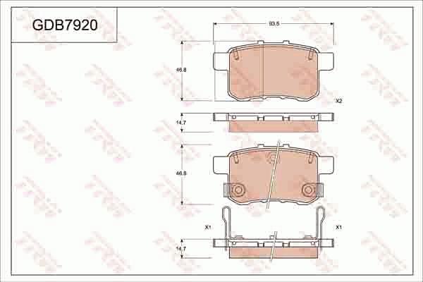 TRW GDB7920AT - Kit de plaquettes de frein, frein à disque cwaw.fr