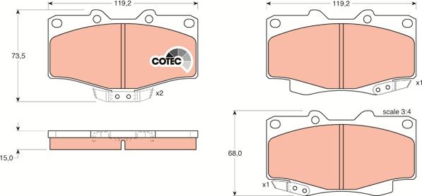 TRW GDB797AT - Kit de plaquettes de frein, frein à disque cwaw.fr