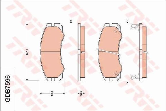 TRW GDB7596 - Kit de plaquettes de frein, frein à disque cwaw.fr