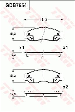 TRW GDB7654 - Kit de plaquettes de frein, frein à disque cwaw.fr