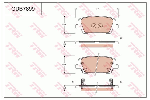 TRW GDB7899 - Kit de plaquettes de frein, frein à disque cwaw.fr