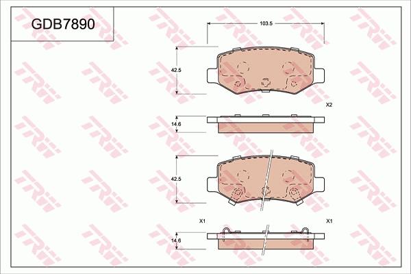 TRW GDB7890 - Kit de plaquettes de frein, frein à disque cwaw.fr