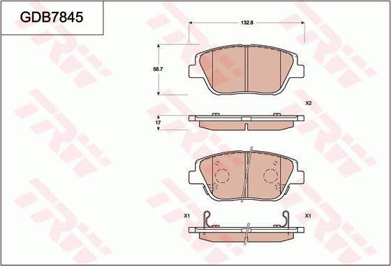 TRW GDB7845 - Kit de plaquettes de frein, frein à disque cwaw.fr