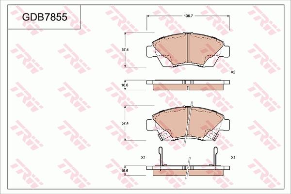 TRW GDB7855DT - Kit de plaquettes de frein, frein à disque cwaw.fr