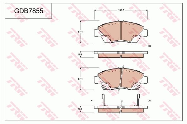 TRW GDB7855 - Kit de plaquettes de frein, frein à disque cwaw.fr