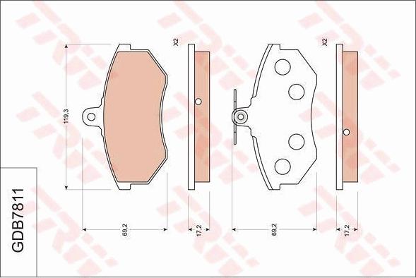 TRW GDB7811AT - Kit de plaquettes de frein, frein à disque cwaw.fr