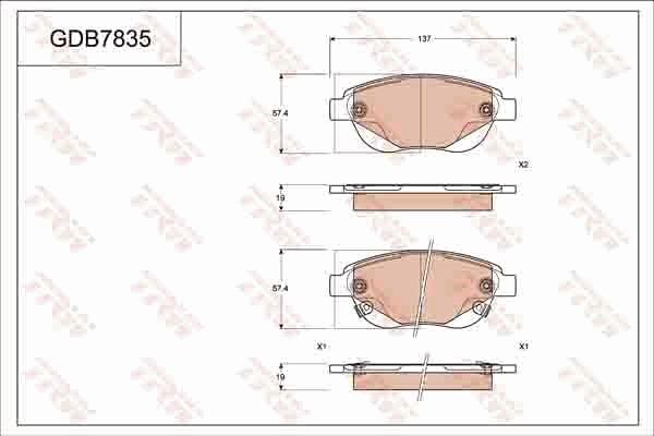 TRW GDB7835 - Kit de plaquettes de frein, frein à disque cwaw.fr