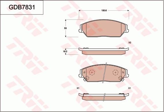 TRW GDB7831 - Kit de plaquettes de frein, frein à disque cwaw.fr