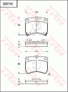 TRW GDB7740 - Kit de plaquettes de frein, frein à disque cwaw.fr