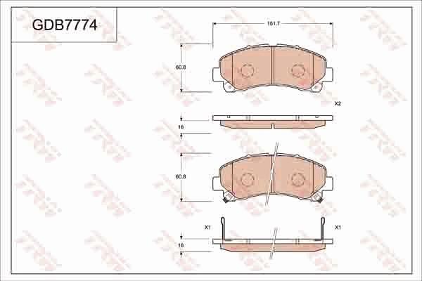 TRW GDB7774AT - Kit de plaquettes de frein, frein à disque cwaw.fr