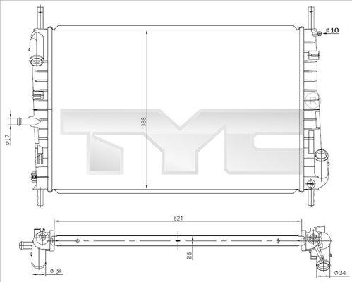 TYC 710-0047 - Radiateur, refroidissement du moteur cwaw.fr