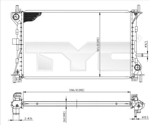 TYC 710-0052 - Radiateur, refroidissement du moteur cwaw.fr