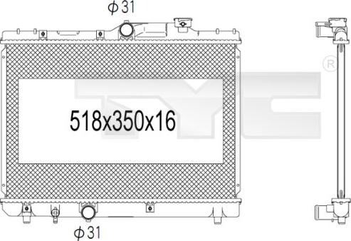 TYC 736-1005 - Radiateur, refroidissement du moteur cwaw.fr