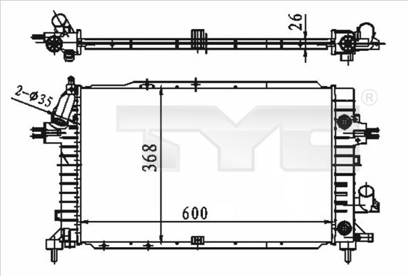 TYC 725-0046 - Radiateur, refroidissement du moteur cwaw.fr