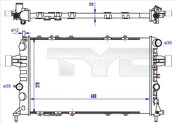 TYC 725-0041-R - Radiateur, refroidissement du moteur cwaw.fr