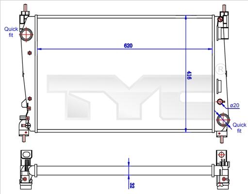 TYC 725-0042-R - Radiateur, refroidissement du moteur cwaw.fr