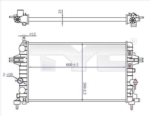 TYC 725-0036-R - Radiateur, refroidissement du moteur cwaw.fr