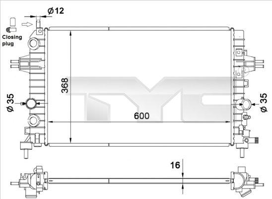 TYC 725-0036 - Radiateur, refroidissement du moteur cwaw.fr