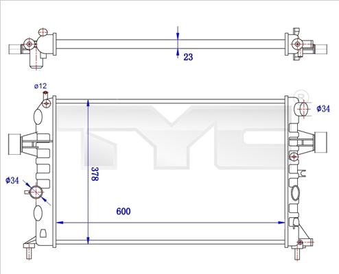 TYC 725-0038-R - Radiateur, refroidissement du moteur cwaw.fr