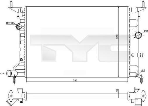 TYC 725-0026-R - Radiateur, refroidissement du moteur cwaw.fr