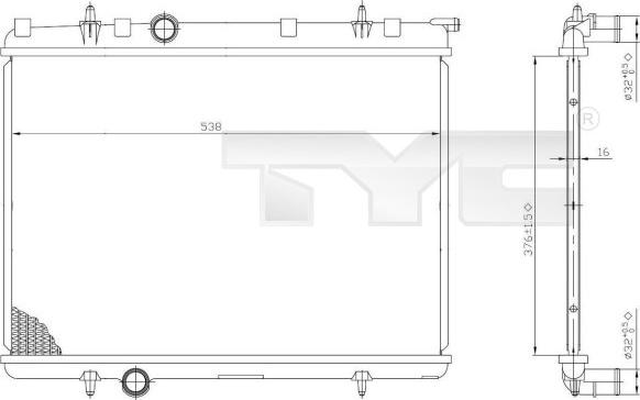 TYC 726-0009 - Radiateur, refroidissement du moteur cwaw.fr