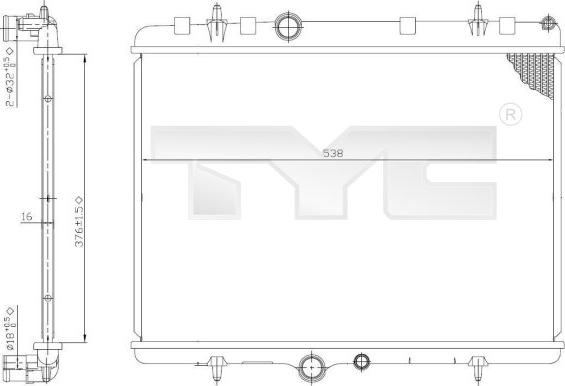 TYC 726-0011 - Radiateur, refroidissement du moteur cwaw.fr