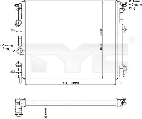 TYC 728-0010 - Radiateur, refroidissement du moteur cwaw.fr