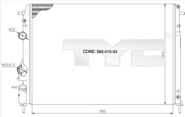 TYC 728-0011 - Radiateur, refroidissement du moteur cwaw.fr