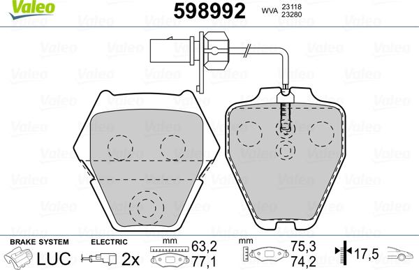 Valeo 598992 - Kit de plaquettes de frein, frein à disque cwaw.fr