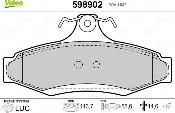 Valeo 598902 - Kit de plaquettes de frein, frein à disque cwaw.fr