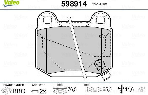 Valeo 598914 - Kit de plaquettes de frein, frein à disque cwaw.fr