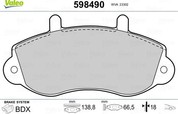 Valeo 598490 - Kit de plaquettes de frein, frein à disque cwaw.fr