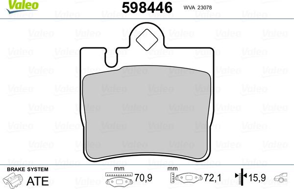 Valeo 598446 - Kit de plaquettes de frein, frein à disque cwaw.fr