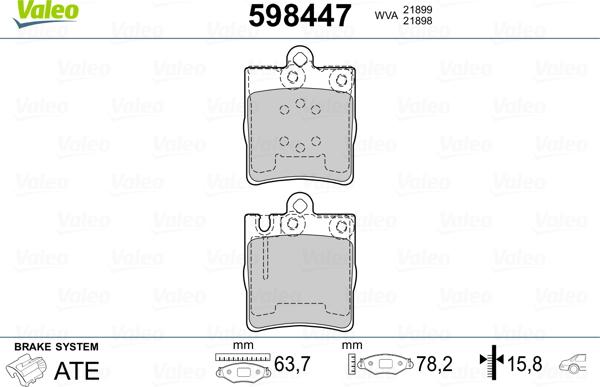 Valeo 598447 - Kit de plaquettes de frein, frein à disque cwaw.fr