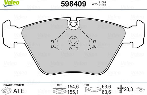 Valeo 598409 - Kit de plaquettes de frein, frein à disque cwaw.fr