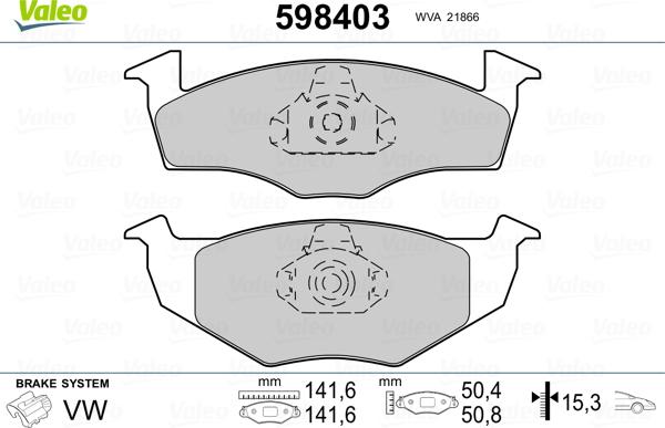 Valeo 598403 - Kit de plaquettes de frein, frein à disque cwaw.fr