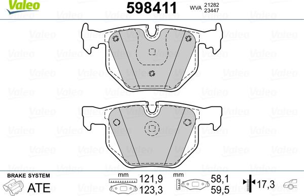 Valeo 598411 - Kit de plaquettes de frein, frein à disque cwaw.fr