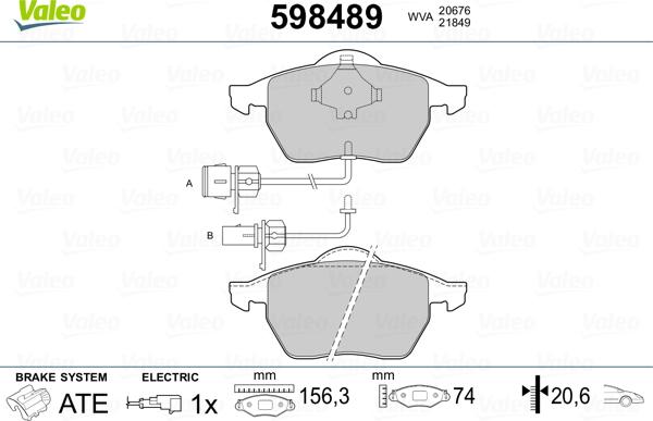 Valeo 598489 - Kit de plaquettes de frein, frein à disque cwaw.fr