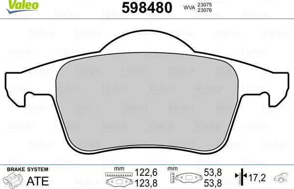 Valeo 598480 - Kit de plaquettes de frein, frein à disque cwaw.fr